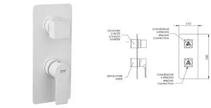 Внешняя часть смесителя «Remer» Energy EY92KBBO на 2 выхода белый матовый