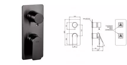 Внешняя часть смесителя «Remer» Infinity I92KBCFP на 2 выхода брашированный чёрный хром