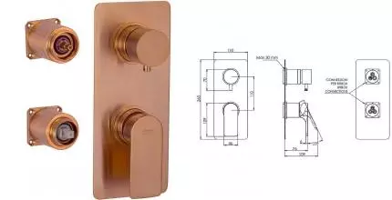Внешняя часть смесителя «Remer» Infinity I92KBVO на 2 выхода состаренная латунь