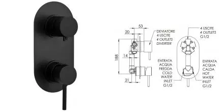 Смеситель для душа «Remer» X-Style X94NO чёрный матовый
