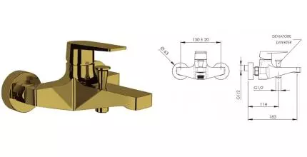 Смеситель для ванны «Remer» Dream D05DO золото