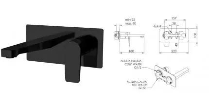 Смеситель для раковины «Remer» Dream D15NO чёрный матовый