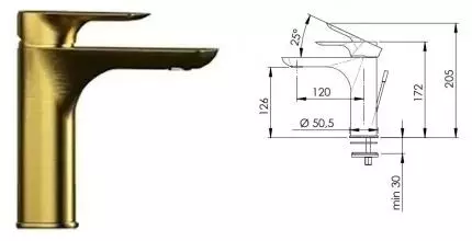 Смеситель для раковины «Remer» Infinity I10BG с донным клапаном брашированное золото Смеситель для раковины «Remer» Infinity I10BG с донным клапаном брашированное золото