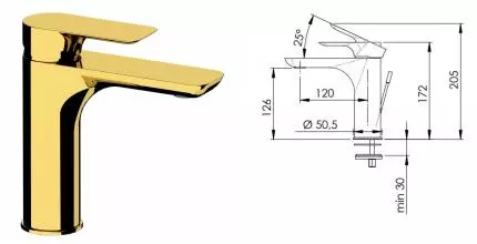 Смеситель для раковины «Remer» Infinity I10DO с донным клапаном золото Смеситель для раковины «Remer» Infinity I10DO с донным клапаном золото