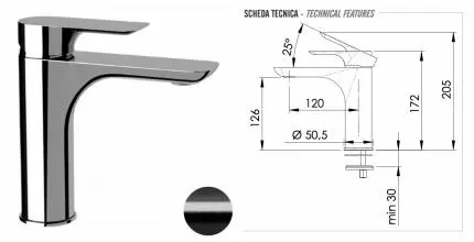 Смеситель для раковины «Remer» Infinity I12CFP шлифованный чёрный хром Смеситель для раковины «Remer» Infinity I12CFP шлифованный чёрный хром