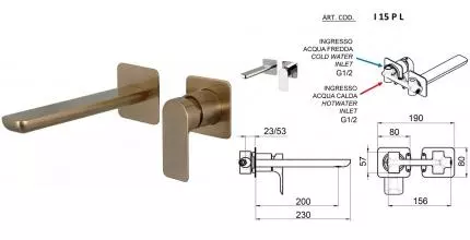 Смеситель для раковины «Remer» Infinity I15PLVO бронза Смеситель для раковины «Remer» Infinity I15PLVO бронза