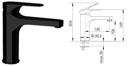 Смеситель для раковины «Remer» Dream L11LNO чёрный матовый
