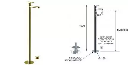 Смеситель для раковины «Remer» Class Line L18DO с донным клапаном золото