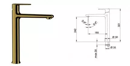 Смеситель для раковины «Remer» Vanity V11LDO золото Смеситель для раковины «Remer» Vanity V11LDO золото