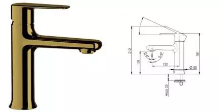 Смеситель для раковины «Remer» Vanity V12BG брашированное золото