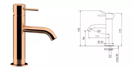 Смеситель для раковины «Remer» X-Style X11RL медь
