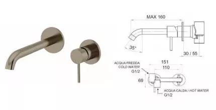 Смеситель для раковины «Remer» X-Style X15PNP никель