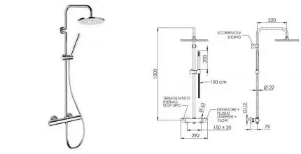 Душевая система «Remer» Elegance EQ32X7MMM30 с термостатом хром Душевая система «Remer» Elegance EQ32X7MMM30 с термостатом хром