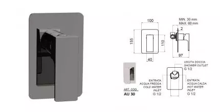 Смеситель для душа «Remer» Absolute AU30NPO брашированный никель