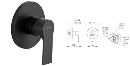 Смеситель для душа «Remer» Energy EY30NO чёрный матовый Смеситель для душа «Remer» Energy EY30NO чёрный матовый
