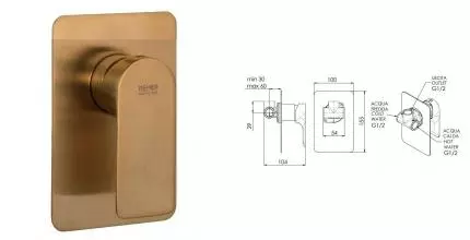 Смеситель для душа «Remer» Infinity I30VO бронза