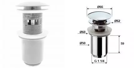 Донный клапан для раковины «Remer» 905CC114BO с механизмом Клик-Клак белый матовый