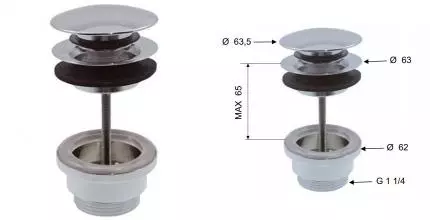 Донный клапан для раковины «Remer» SS905CCR114 с механизмом Клик-Клак хром