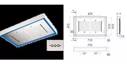 душ потолочный RR 357 LR7747 N2C (LED-подсветка 7 цветов), шт 357LR7747N2C · Remer, 357LR7747N2C