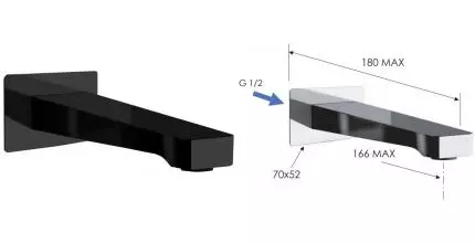 Излив к смесителю «Remer» Dream 91DRNO 18 чёрный матовый