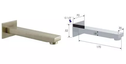 Излив к смесителю «Remer» Qubica 91QNPO 17 брашированный никель