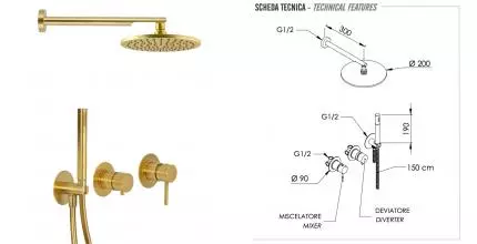 Душевая система «Remer» X-style X96S02OBG брашированное золото Душевая система «Remer» X-style X96S02OBG брашированное золото