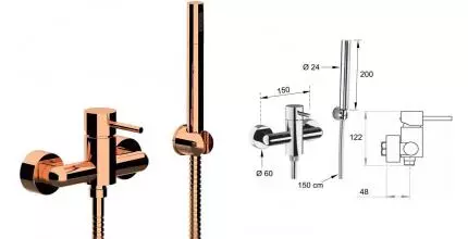 Смеситель для душа «Remer» X-Style X39RL полированная медь