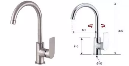 Смеситель для кухонной мойки «Remer» Infinity I72NP никель Смеситель для кухонной мойки «Remer» Infinity I72NP никель