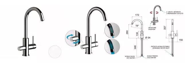 Cмеситель для кухни Remer X Style N792DWBO, белый матовый