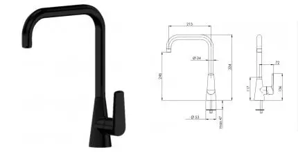 Смеситель для кухонной мойки «Remer» Vanity V74UNO чёрный матовый Смеситель для кухонной мойки «Remer» Vanity V74UNO чёрный матовый
