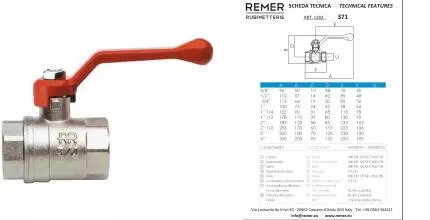 Кран шаровой магистральный  «Remer» Seven RR 371 1/2"-1/2" НР-НР никель