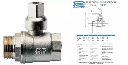 Кран шаровой магистральный «Remer» RR373MF 1/2"-1/2" ВР-НР никель
