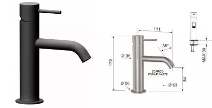 Смеситель для раковины «Remer» X-Style Inox SSX12NO чёрный матовый Смеситель для раковины «Remer» X-Style Inox SSX12NO чёрный матовый