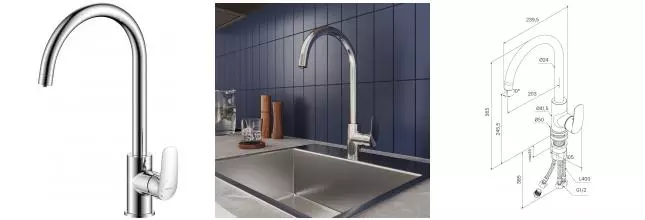 Смеситель для кухни с подключением к фильтру «Milardo» Rora RORSBFJM05 хром