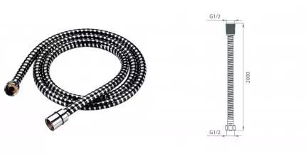 Душевой шланг «Milardo» 230P200M19 200 см хром/чёрный Душевой шланг «Milardo» 230P200M19 200 см хром/чёрный