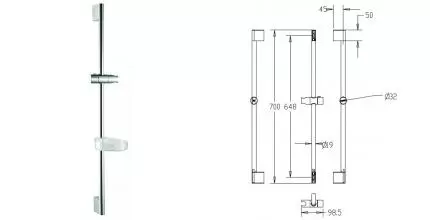 Штанга для душа «Milardo» 0807000M17 хром
