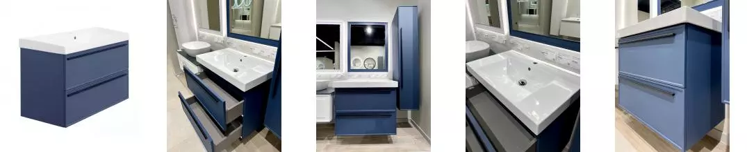 Тумба с раковиной «La Fenice» Elba 80 twin (Cubo 80) подвесная Blu Grigio Тумба с раковиной «La Fenice» Elba 80 twin (Cubo 80) подвесная Blu Grigio