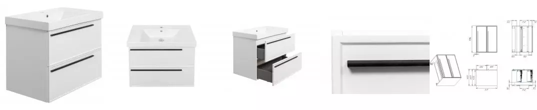 Тумба с раковиной «La Fenice» Elba 80 twin (Cubo 80) подвесная Bianco Тумба с раковиной «La Fenice» Elba 80 twin (Cubo 80) подвесная Bianco