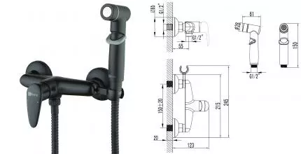 Смеситель с гигиеническим душем «Lemark» Pramen LM3318BL чёрный