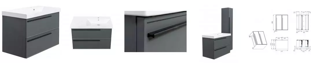 Тумба с раковиной «La Fenice» Elba 90 twin (Cubo 90 правая) подвесная Grigio Тумба с раковиной «La Fenice» Elba 90 twin (Cubo 90 правая) подвесная Grigio