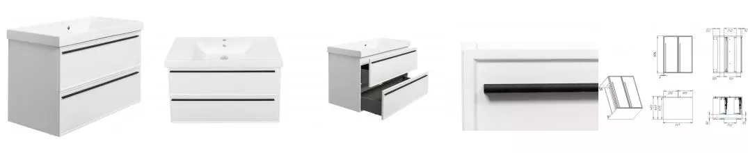 Тумба с раковиной «La Fenice» Elba 100 twin (Cubo 100) подвесная Bianco Тумба с раковиной «La Fenice» Elba 100 twin (Cubo 100) подвесная Bianco