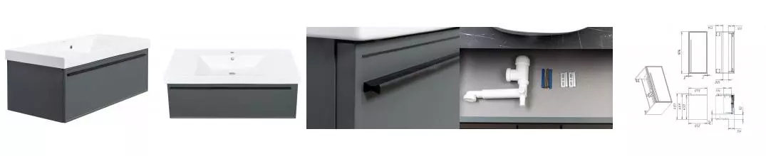 Тумба с раковиной «La Fenice» Elba 100 (Cubo 100) подвесная Grigio Тумба с раковиной «La Fenice» Elba 100 (Cubo 100) подвесная Grigio