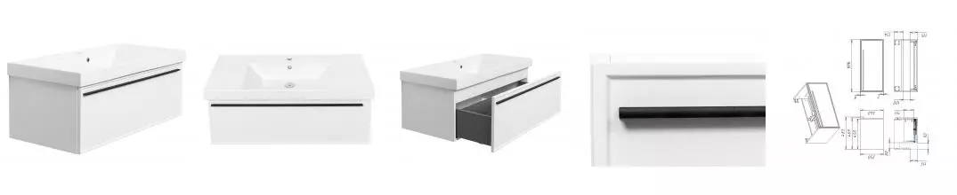 Тумба с раковиной «La Fenice» Elba 100 (Cubo 100) подвесная Bianco Тумба с раковиной «La Fenice» Elba 100 (Cubo 100) подвесная Bianco