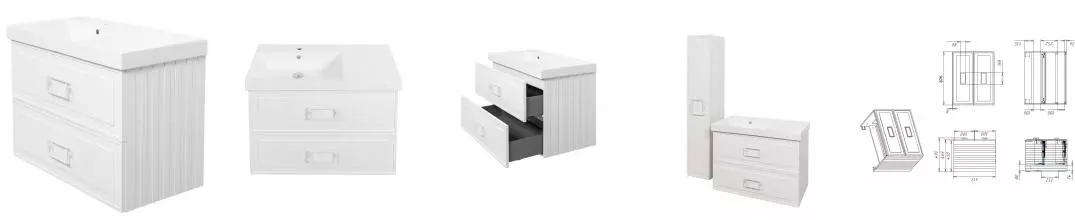 Тумба с раковиной «La Fenice» Cubo 90 twin (Cubo 90 левая) подвесная Bianco ручки Bianco Тумба с раковиной «La Fenice» Cubo 90 twin (Cubo 90 левая) подвесная Bianco ручки Bianco