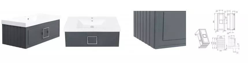 Тумба с раковиной «La Fenice» Cubo 100 (Cubo 100) подвесная Grigio ручки Cromo Тумба с раковиной «La Fenice» Cubo 100 (Cubo 100) подвесная Grigio ручки Cromo