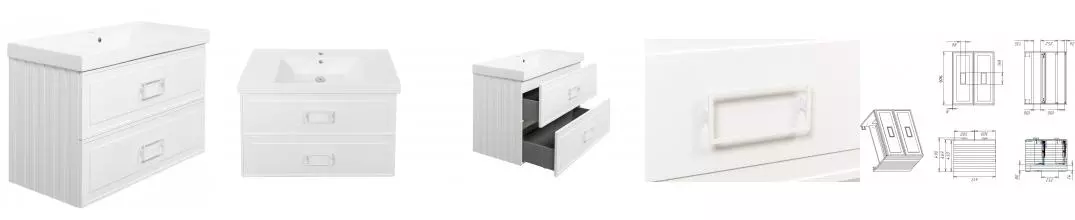 Тумба с раковиной «La Fenice» Cubo 100 twin (Cubo 100) подвесная Bianca ручки Bianco Тумба с раковиной «La Fenice» Cubo 100 twin (Cubo 100) подвесная Bianca ручки Bianco