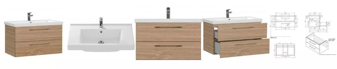 Тумба с раковиной «Cersanit» Lara 80 64138 (Grand 80) подвесная орех