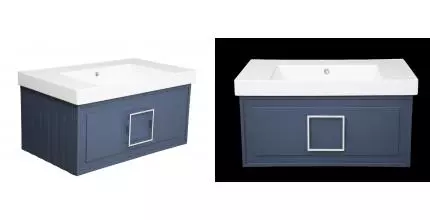 Тумба с раковиной «La Fenice» Cubo 100 (Cubo 100) подвесная Blu Grigio ручки Cromo