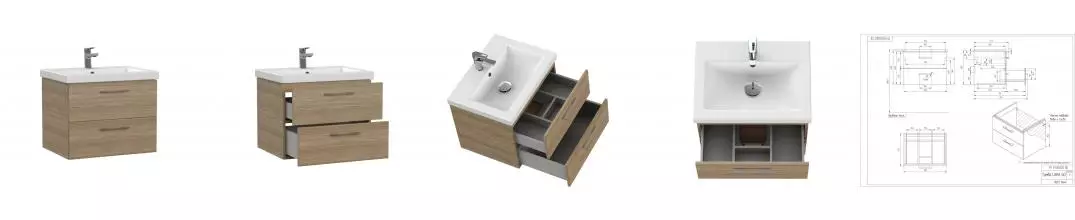 Тумба с раковиной «Cersanit» Lara 60 64134 (Como 60) подвесная орех