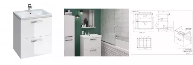 Тумба с раковиной «Cersanit» Melar 60 64128 (Como 60) подвесная белая